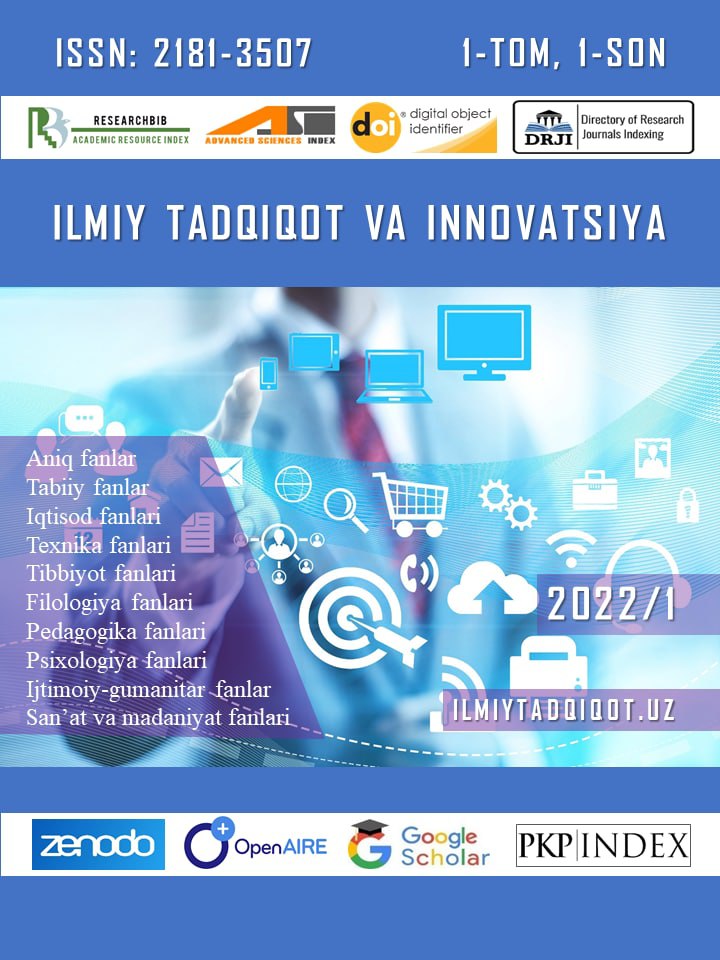 					View Vol. 1 No. 1 (2022): ILMIY TADQIQOT VA INNOVATSIYA
				